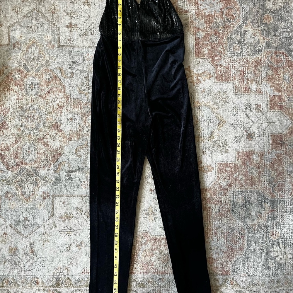 Bozzolo Black Sequin Velvet Halter Jumpsuit - Picture 11 of 14